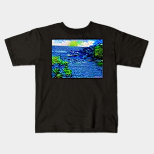 Whale Bay in Swirls Kids T-Shirt